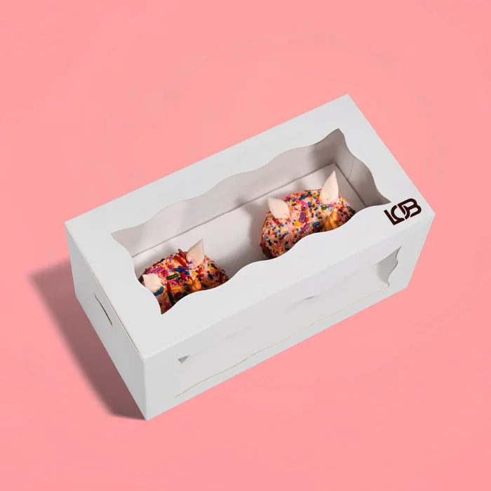 Printed white pastry boxes