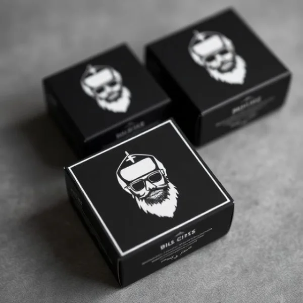Matte Black Beard Oil Boxes with Logo